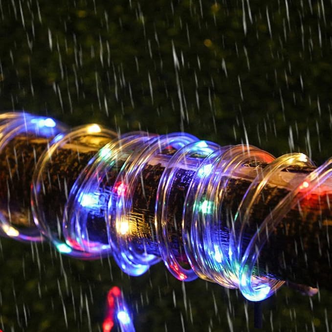 RUICHEN Solar Rope Lights Outdoor String Lights, 16.5 Ft 50 LED Tube Light Waterproof Copper Wire Fairy Lights for Garden Fence Yard Christmas Wedding Party (Multicolor)