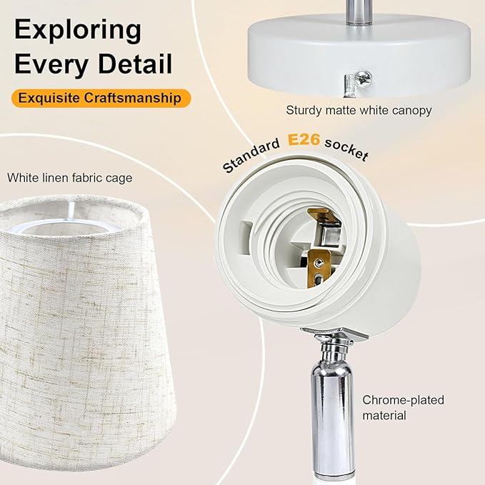 LTBLIGHT 1-Light LED Track Lighting, Modern Adjustable Ceiling Spotlight with Linen Shade, Bedroom Bedside Reading Light, Study Desk Lamp, E26 Base (Bulb Not Included)