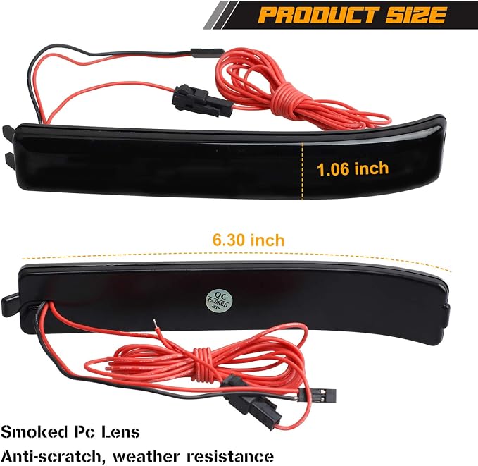 Sequential Switchback Side Mirror Reflector LED Turn Signal Light Smoked lens Compatible with 2009 to 2014 Ford F150