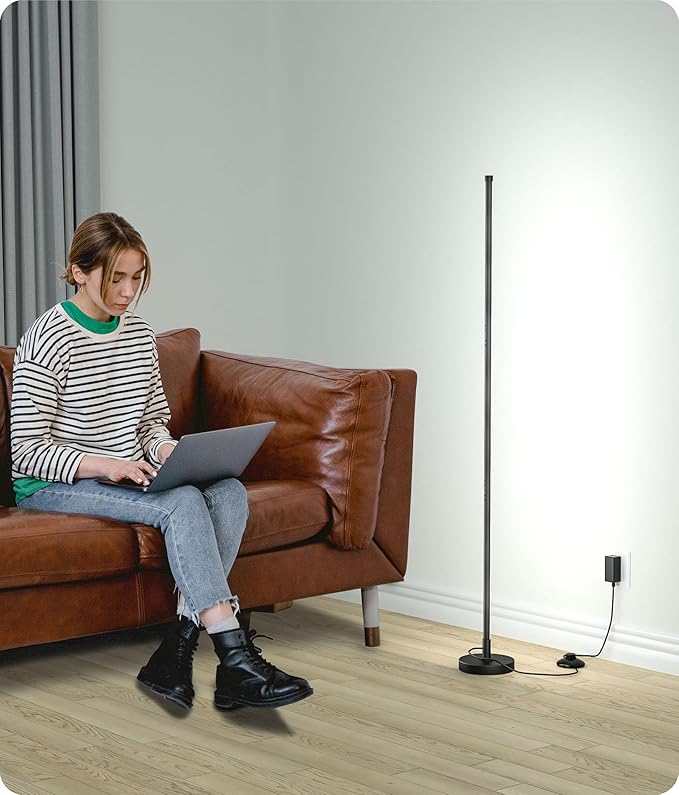 Corner Lamp, Minimalist LED Lamp with Remote Control, Dimmable Corner Light,18 W Floor Lamp Perfect for Living Room, Bedroom, Home Office, 7 Color Temperature 3000K-6000K (Black, 2 Pack)