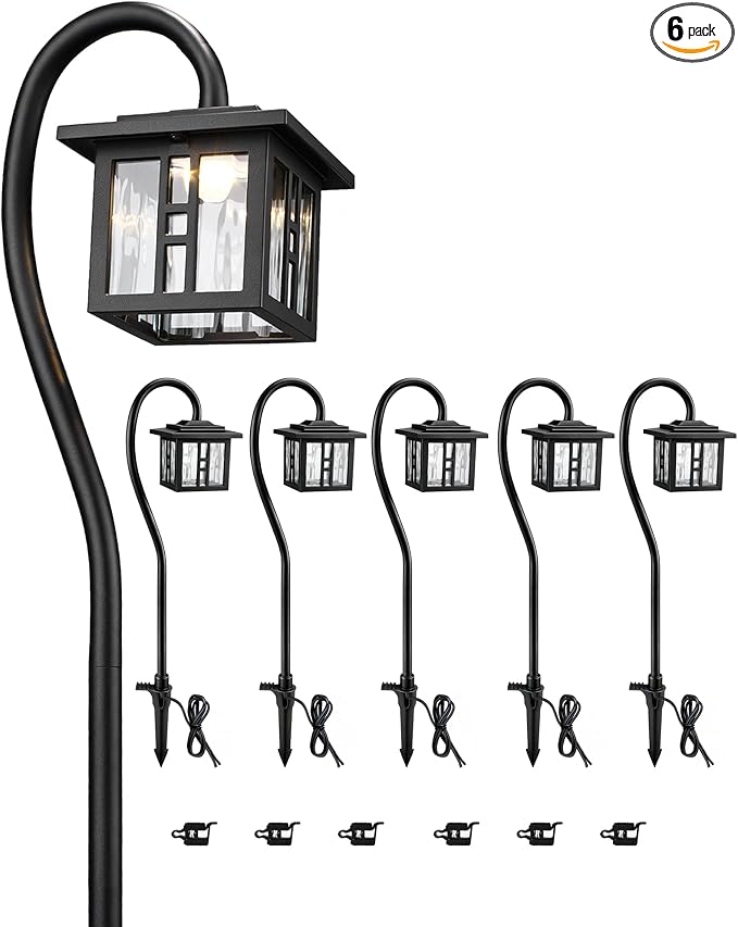 LITFIT Low Voltage Landscape Lighting, 6-Pack LED Pathway Lights Outdoor | 12V 3W 185LM 3000K Black Yard Lights with Connector, Aluminum Wired Landscape Lights for Walkway Garden Path