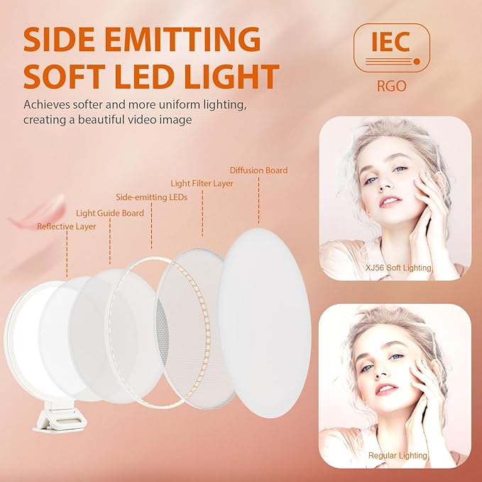 Upgraded Full Screen Ring Light 60 LED Side Emitting Anti-Glare Clip-on Light for Phone iPhone Computer Laptop Monitor, 3 Light Modes for Live Streaming, Selfie, Zoom Video Conference,TikTok