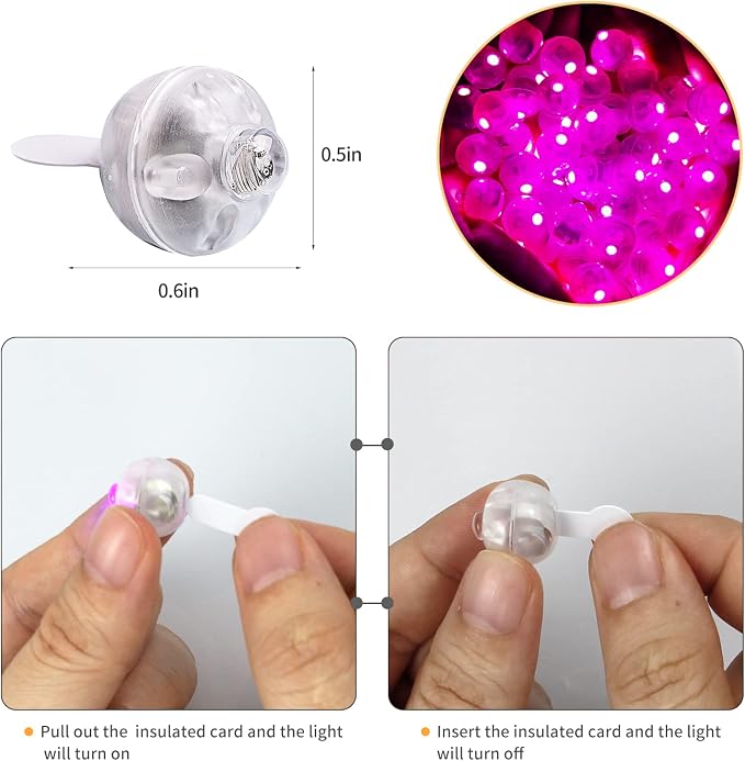 200pcs Pink LED Balloon Light, Mini Tiny Light Round Led Ball Lamp for Paper Lantern Balloon Indoor Outdoor Party Event Birthday Party Wedding Decoration Halloween Christmas Supplies