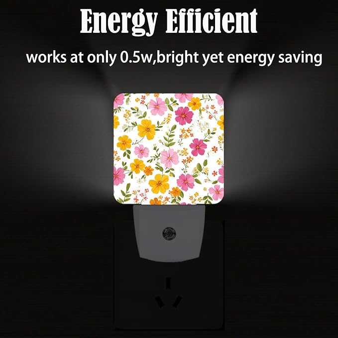 Retro Spring Flower Night Light,Plug Into Wall with Dusk to Dawn Light Sensors, Warm Nightlights for Bedroom,Bathroom,Hallway,Kitchen,Gifts Ideal for Boys Girls Women Men