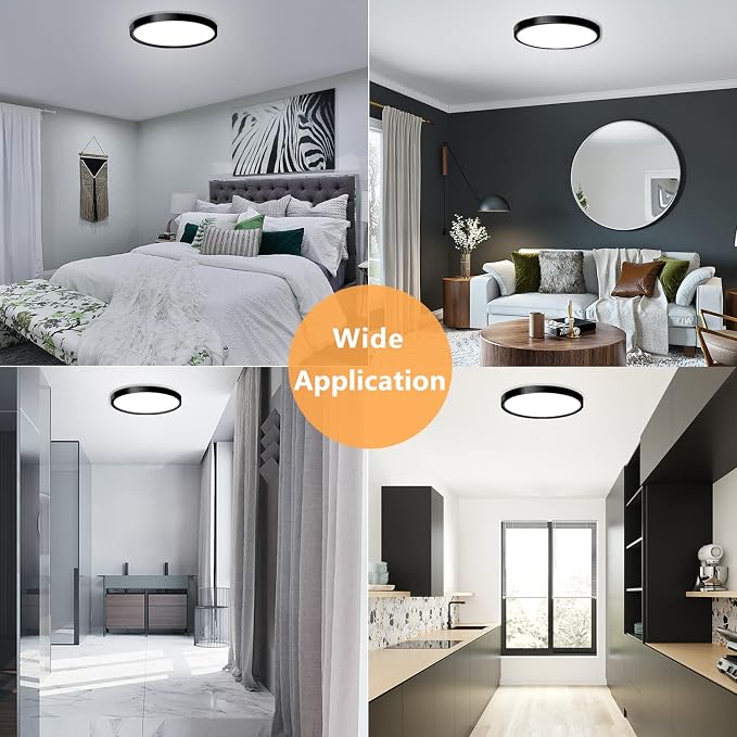 4 Pack Flush Mount LED Ceiling Light Fixtures 9 Inch Light Fixtures Ceiling | 18W 5000K Low Profile Slim Flat Surface Mount Ceiling Lights for Kitchen Hallway Laundry Stairwell