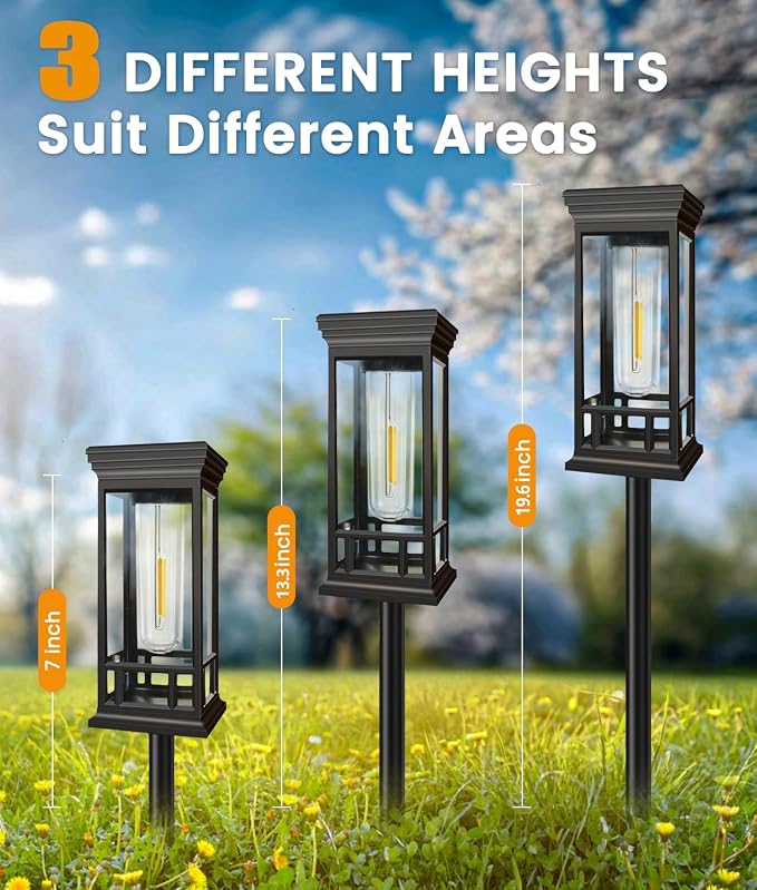 8 Pack Bright Solar Garden Lights, Solar Pathway Lights Outdoor Waterproof | Auto On/Off, Solar Lights Outdoor for Yard, Sun-Powered Landscape Lights for Path Walkway Lawn Driveway Patio Decor