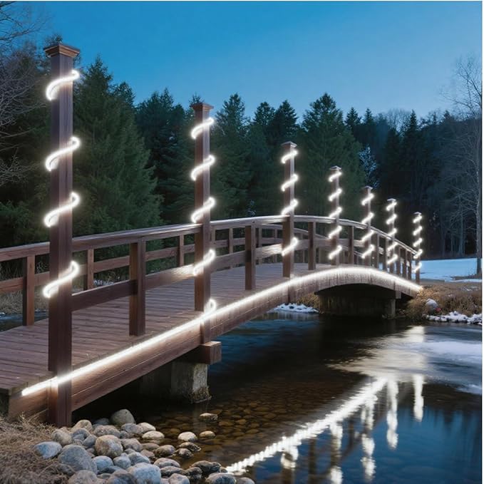 FORT LED Neon Rope Lights White 50FT Flexible AC 110V 120V LED Strip Lights Outdoor Waterproof Plug-Play Neon Strip Lighting Dot Free Cuttable Home Commercial Decor Neon Sign ETL FCC