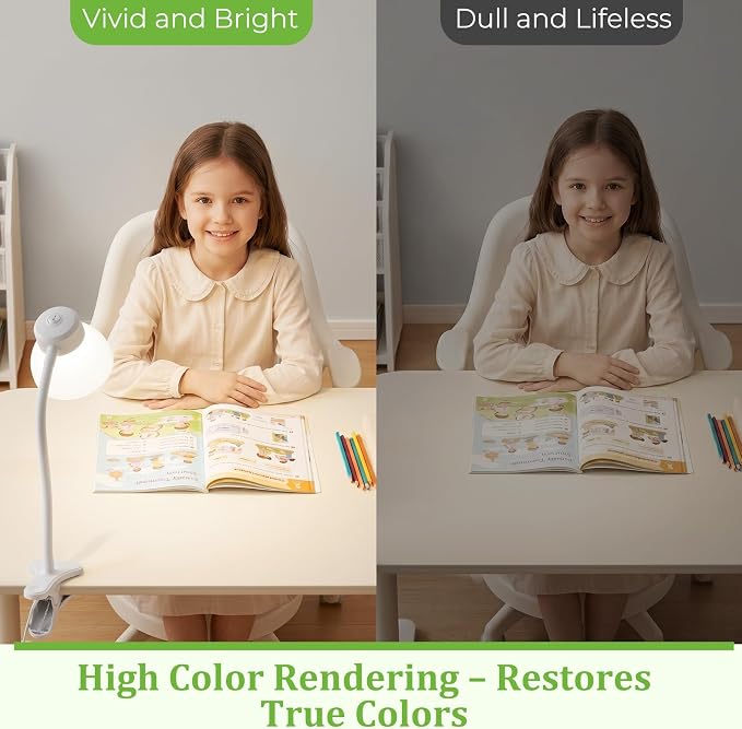Desk Lamps for Home Office,Small LED Reading Lamp,5000K Eye-Care Desk Light | Clip On Desks Lamps for College Dorm, Kids Desk, Bed Headboard, Flexible Gooseneck, Compact Small Table Lamp