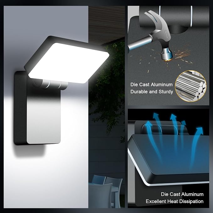 40W Outdoor LED Wall Light, 360° Rotatable Neighbor-Friendly 8Pack | 3000LM 5000K, IP65 Waterproof, Anti-Rust, 85-265V Wall Mount, Switch Control Security Light for Porch Garage Backyard