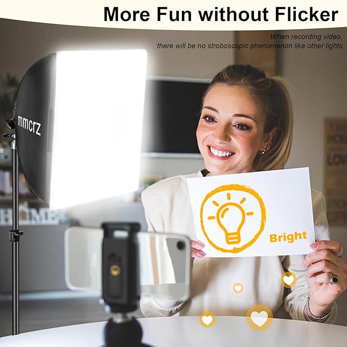 Professional Softbox Lighting Kit, 16'' x 16'' Studio Lights with 85W 2700-6500K E27 LED Bulbs, Continuous Lighting for Photography/Video Recording/Live Streaming
