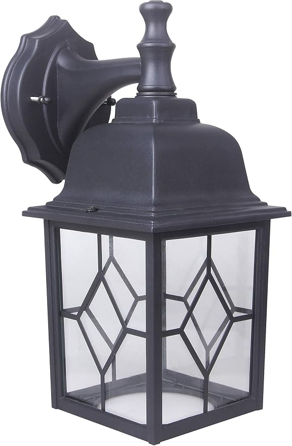 Outdoor Wall Light Fixture, Rustproof Aluminum, Glass | LED Large Exterior Porch Light Wall Sconce Lantern for House, Patio, Garage, Waterproof, 11W 1000 Lumen, 3000K, Black