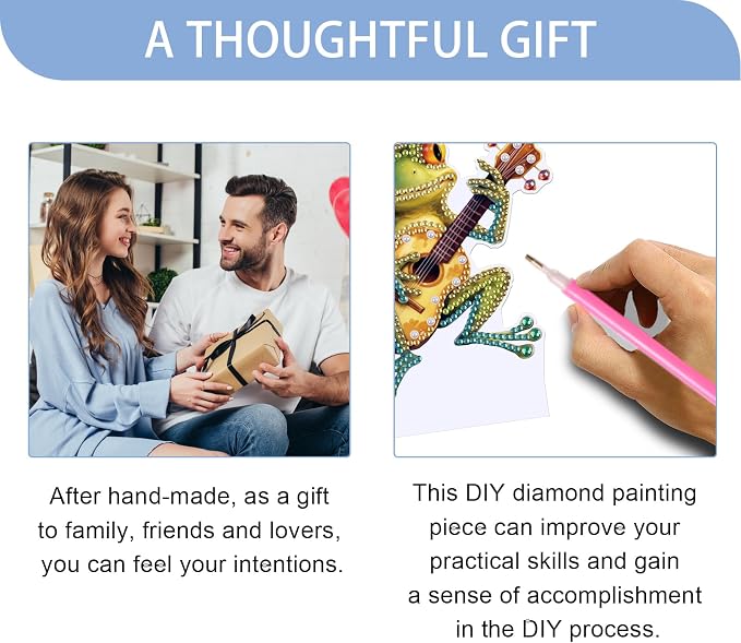 JISHSHAY Diamond Painting Night Light Diamond Art Table Lamps Gem Art LED Lights Gem Painting Desk Lamp Mosaic Kits for Adults DIY Kits for Adults with Special Shaped Crystal Frog