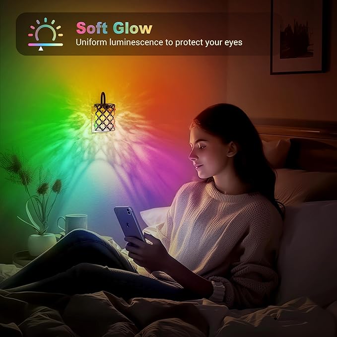 JandCase LED Night Light, Night Lights Plug into Wall, Color Changing Nightlight with Dusk to Dawn Sensor, Crystal Nightlight Plug in Wall for Hallway Bedroom Stairway