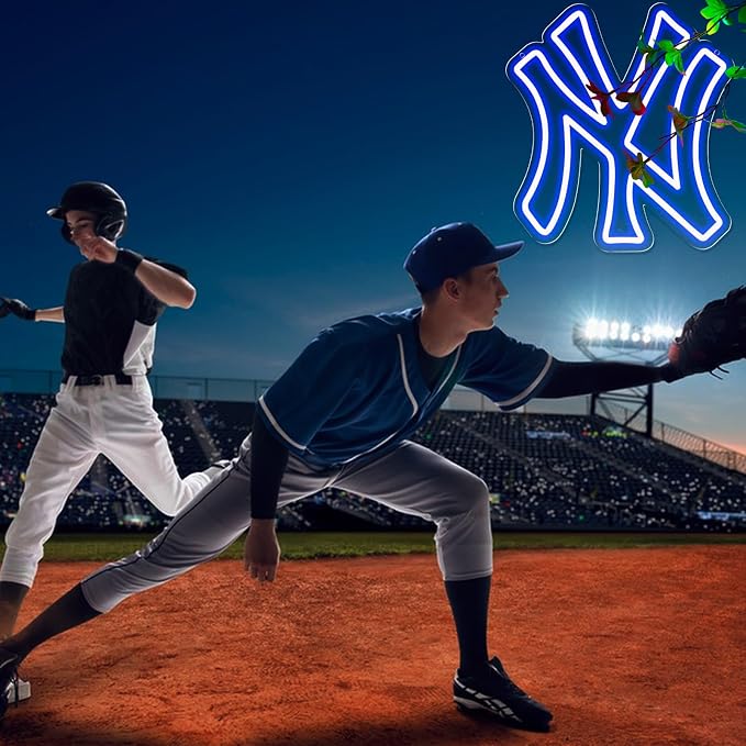 AHlove YANKEES Neon Signs for Wall Decor，Baseball Team Neon Lights for Bedroom，LED Signs Suitable for Man Cave、Dormitory、Games Room、Bar，Gifts for Teen Boys