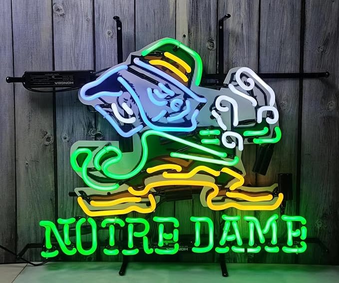 Neon Signs Beer Bar Bedroom Compatible For Notre Dames Glass Neon Signs for Office Hotel Pub Cafe Man Cave Neon Light Art Wall Lights 24 X 20 Inches