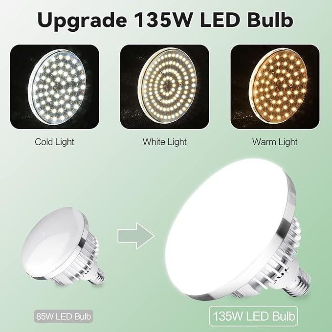 Skytex 2Pack 135W Photography Light Bulb Dimmable Tricolor LED Bulbs 2700-6400K Colour Temperatures Softbox Bulb in E27 Socket for Photography Photo Video Studio Lighting