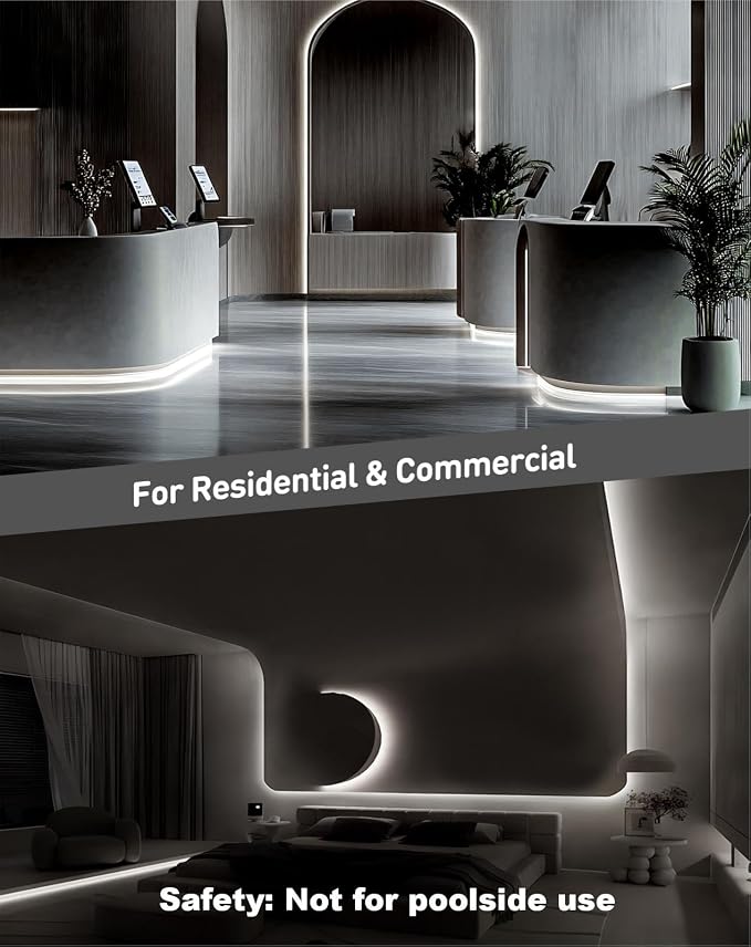 3D LED Neon Rope Light AC 120V 10x10mm, 6000K Cool White,16.4ft | Top & Side Bend, 400LM, Dotless, Driverless, IP65 Waterproof, Cold-Resistant, ETL Listed, Silicone Strip, for Home Commercial