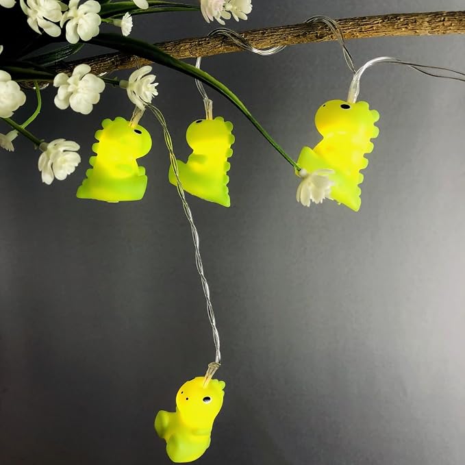 Cute Dinosaurs String Lights 5.4ft 10 LED Battery Operated Green Animal Night Lights Dino Llights for Bedroom Holiday Christmas Decortion (Dinosaurs, 1.65m/10LED)