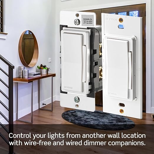 Leviton Decora Smart Dimmer Switch, Wi-Fi, Works with Matter, My Leviton, Alexa, Google Assistant, Apple Home/Siri & Wired or Wire-Free 3-Way, Neutral Wire Required, D36HD-1RW, White
