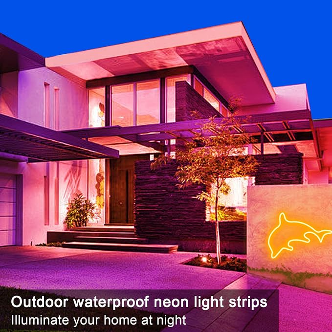 segrass LED neon Lights Strip 132FT,DC 24V RGB LED neon Light Strip APP Remote Controls Control Waterproof Flexible Neon LED Rope Lights for Bedroom,Playroom,Outdoors Decor（2 Rolls of 66ft）
