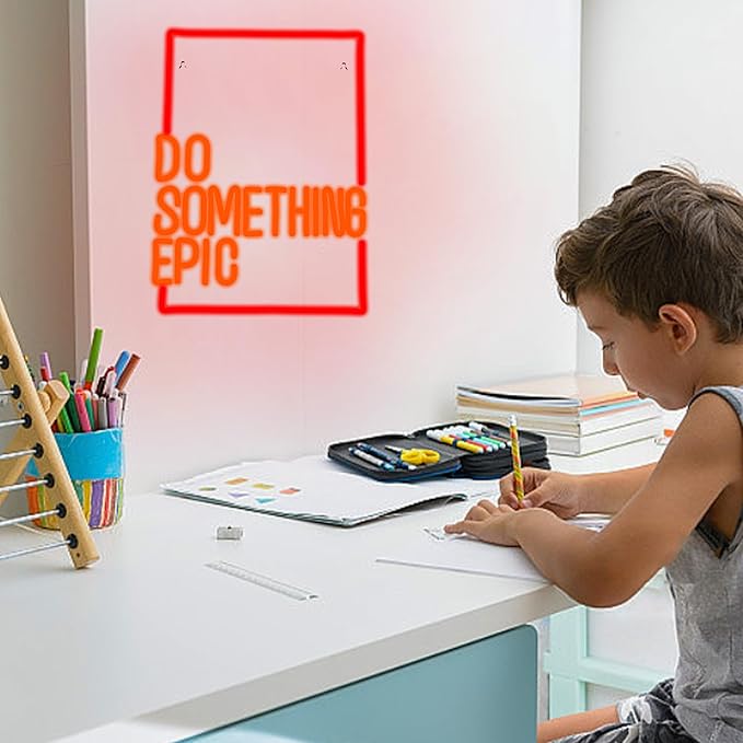Do Something Epic Neon Sign for Wall Decor Red Letter Led Neon Light Special Box Light Up Sign Dimmable Inspirational LED Light Sign for Bedroom Gym House Man Cave Game Room Club