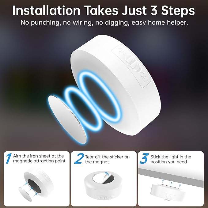 6 Pack Under Cabinet Lighting,Rechargeable Puck Lights with Remote | 1200mAh Battery Operated Tap Lights,RGB Dimmable Under Cabinet Lighting,Wireless Push Light,LED USB Shelf Light