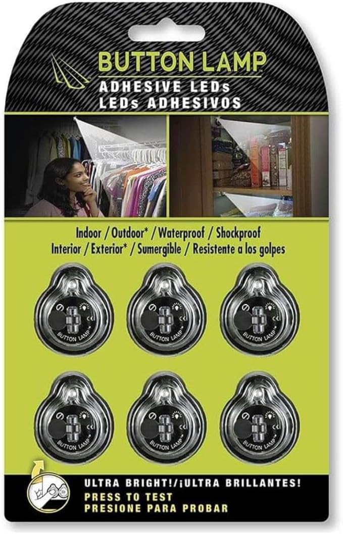 Panther Vision Button LAMP Adhesive LEDs Light Package - Lightweight, Ultra Small, Ultra Bright LED Utility Lights (6 Pack)