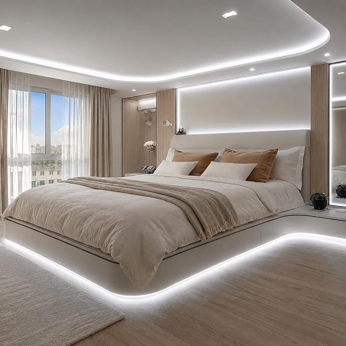 LED Strip Lights COB 16.4ft/5m Natural White 6500K, 24V Dimmable LED (Kit) | Super High Bright, Flexible COB Lights, 8mm Width Home DIY Decor & Office Commercial