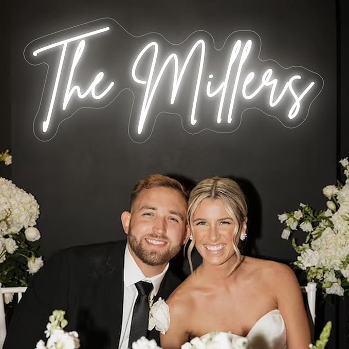 Custom Neon Sign – Battery/Plug-in LED Acrylic Light for Wedding/Business | for Parties, Bars, Salons, Office & Home Bedroom Decor, Gift, No Outlet Needed – Place Anywhere, 10-60in, 11 Colors, Dimmable