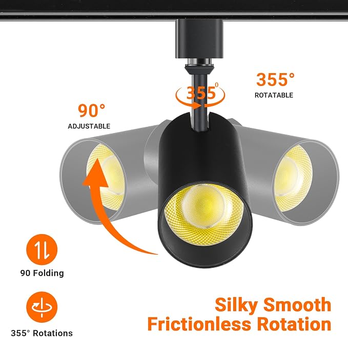 20W LED H Track Lighting Heads, 3-Color, Black, Pack of 8 | Dimmable, 3000K 4000K 6000K Adjustable, CRI90+ 1900lm 24° Beam H Track Lighting Fixtures Ceiling for Kitchen, Living Room