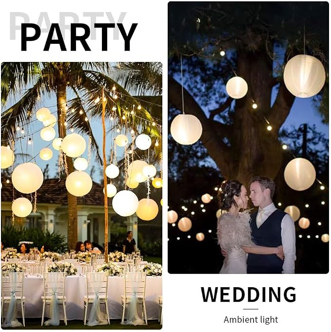 12 Pcs Paper Lantern Lights, Warm White Mini LED Lights | Waterproof, Lasts 36 Hours, Battery-Powered for Wedding Camping Parties Balloon and Floral Decorations