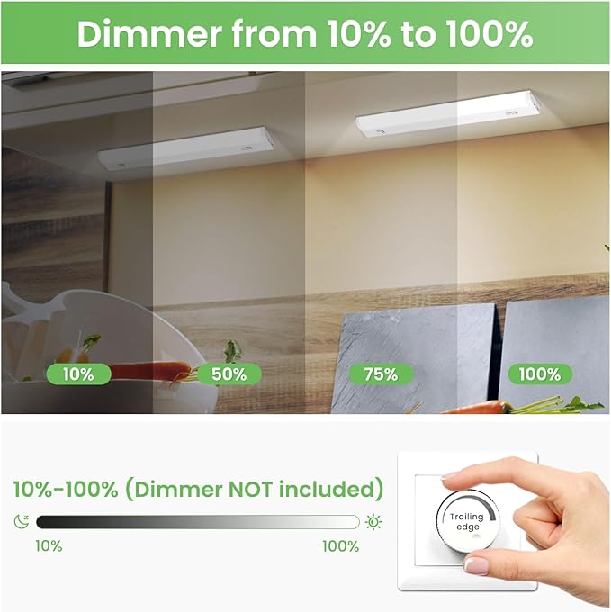 Under Cabinet LED Lights 24 Inch 15W 1350LM, 5 Color Temperature 2700K/3000K/3500K/4000K/5000K Dimmable Under Counter Lights for Kitchen, Under Cabinet Light Fixture Interconnection up to 20 Lights