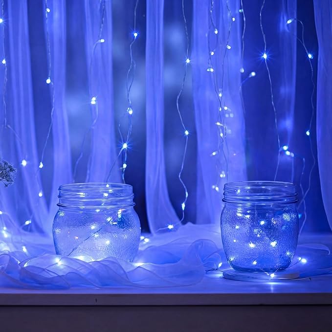 Macarrie 3 Pcs Blue Fairy Lights USB Powered 16 ft 50 LED String Lights Plug in for Indoor Outdoor Bedroom DIY Party Wedding Home Festival Tree Garden Xmas Decoration
