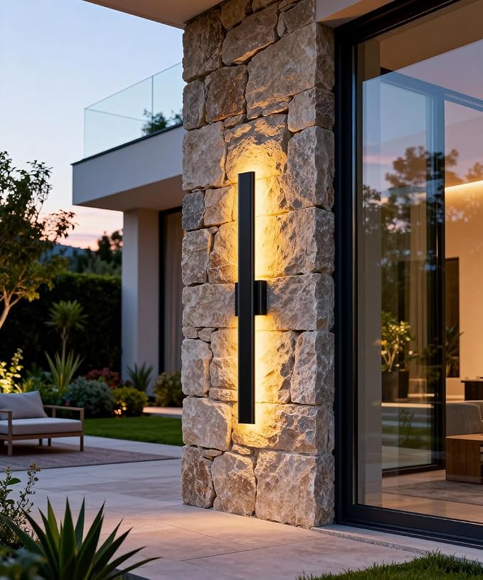Aipsun Black Outdoor Wall Sconce 3000K 4000K 6000K, 39.4in Modern Exterior Light 1 Pack, Long LED Linear Wall Light Outside Lighting for Entrance, Hallway, Garage, Porch(3CCT)