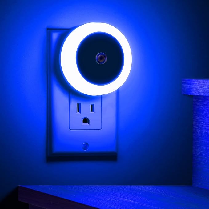 Blue Night Light, LED Night Lights for Kids, Plug in Nightlight | 4 Pack Hallway Lights, Wall Light, Night Light for Adult, Blue Light, 0.6W 60LM