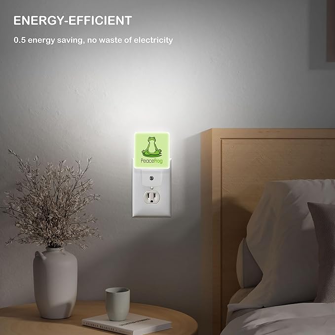 LED Night Light Lamp with Smart Sensor Dusk to Dawn Sensor,Zen Frog Yoga Mascot Night Light Daylight White,0.5W Plug-into Wall for Adults,Bedroom,Bathroom,Hallway,Kitchen