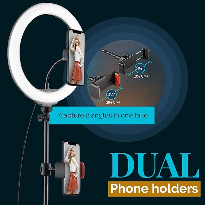 GearLight 12" LED Ring Light Stand and Phone Holder - Selfie Light Tripod w/Adjustable Height and Lighting Modes for TikTok, YouTube, Zoom, Video Recording, Computer, Makeup & Photography