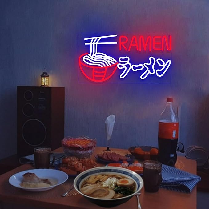 Ramen Neon Sign Japanese Noodles Neon Light for Wall Decor Dimmable LED Ramen Light Up Signs USB Powered Food Shop Neon Signs for Restaurant Store Kitchen Home Bar Dinning Room Christmas