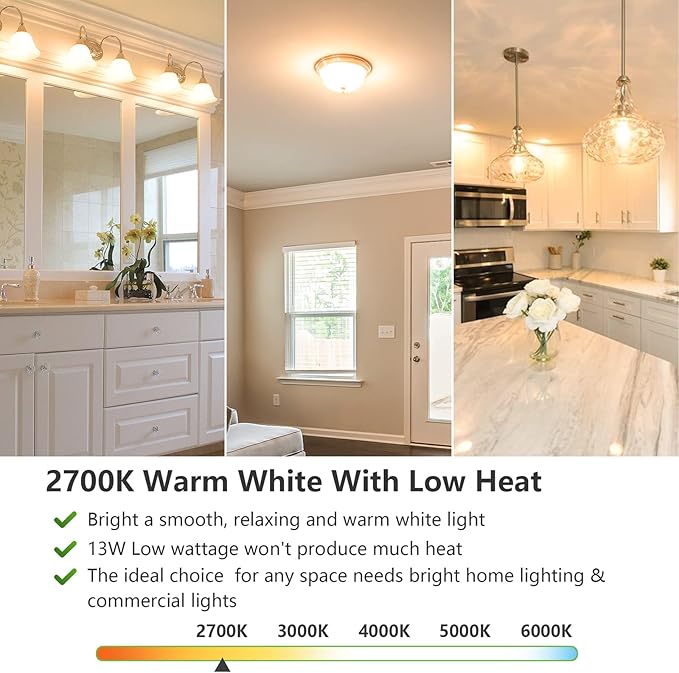 MAXvolador A19 LED Light Bulbs, 100 Watt Equivalent, Warm White 2700K, 1500 Lumens, E26 Base, Non-Dimmable, 13W Bright LED Bulbs, 4-Pack