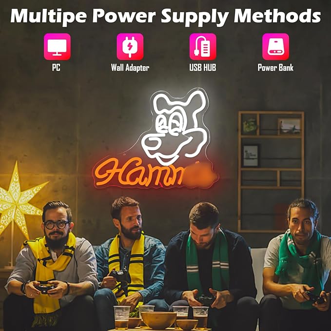 Hamms Beer Bear Neon Sign for Wall Decor Dimmable Hamm's Beer Light Neon Sign Led Bear Neon Light Signs for Beer Pub Club Home Bar, Man Cave