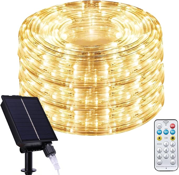 Vigdur 66FT Solar Rope Lights Outdoor - 200 LEDs Multicolor Rope Lights Outdoor Waterproof with Remote & Timer & 8 Lighting Modes, Solar Trampoline Light for Pool Tree Garden Yard Home Camping