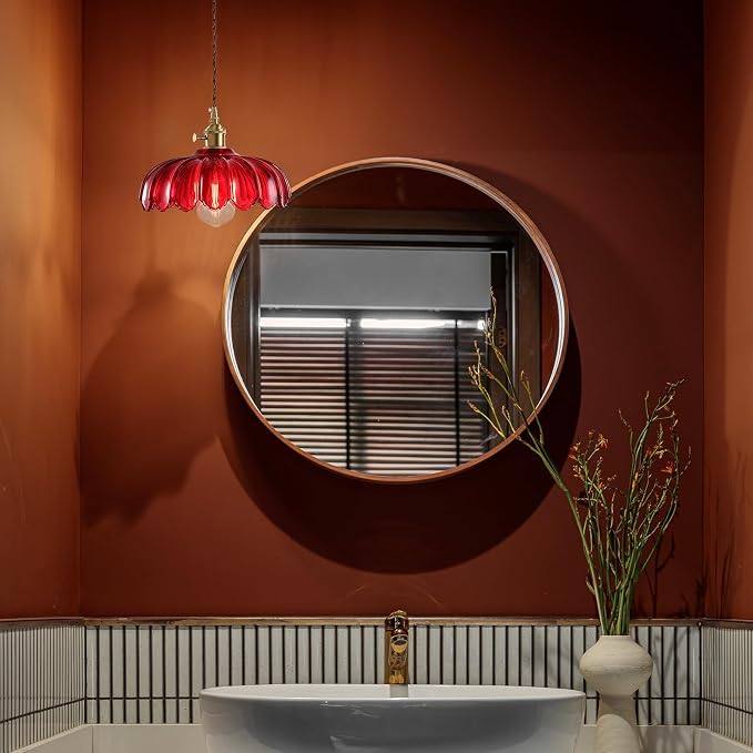 XZHGCEE Vintage Pendant Light Fixtures: Red Pendant Lights Kitchen Island, Glass Pendant Light, Modern Chandelier Pendant Red Light Fixture for Bedroom, Dining Room