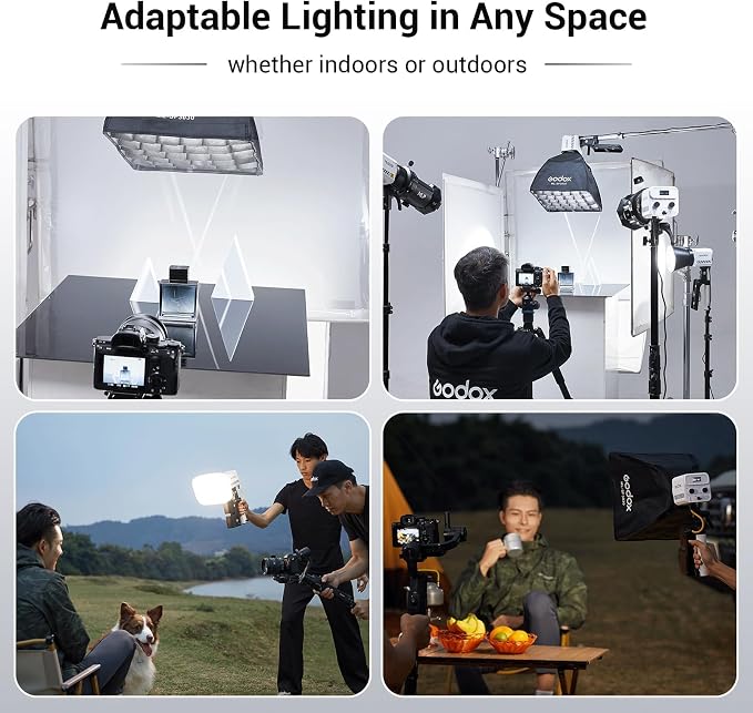Godox ML60IIBi with Handheld Bracket, 70W Bi-Color LED Video Light, Handheld LED Light with Quiet Cooling Fan, Portable COB Continuous Output Lighting, 11 FX Effects 0-100% Brightness