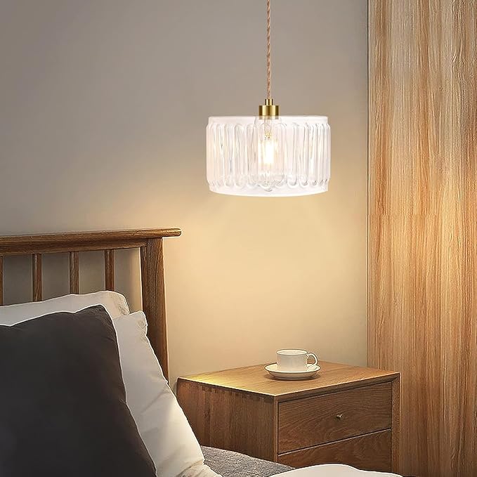 Glass Plug in Pendant Light Hanging Lights with Plug in Cord Milk White Hanging Lamp Gold Dimmable Mid Century Modern Plug in Chandelier Ceiling Fixture for Living Room,Kitchen,Boho