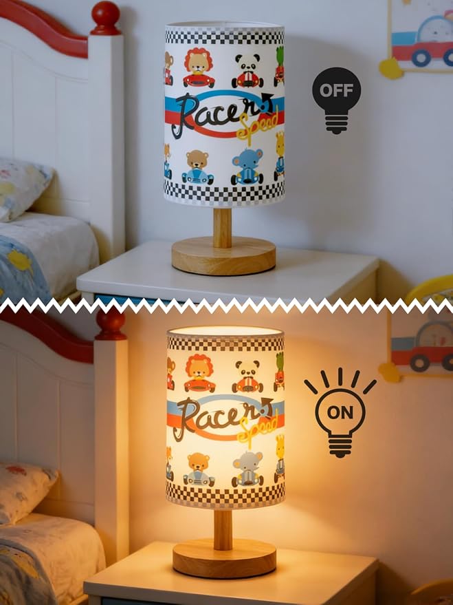 Animal Kids Lamp for Bedroom Boys Bedside Table Lamp 3-Colors Cute Nightstand Night Light Lamps for Bedroom with Cartoon Lampshade Animal Desk Lamp for Girls Boys Room Nursery Decor Gifts for Kids