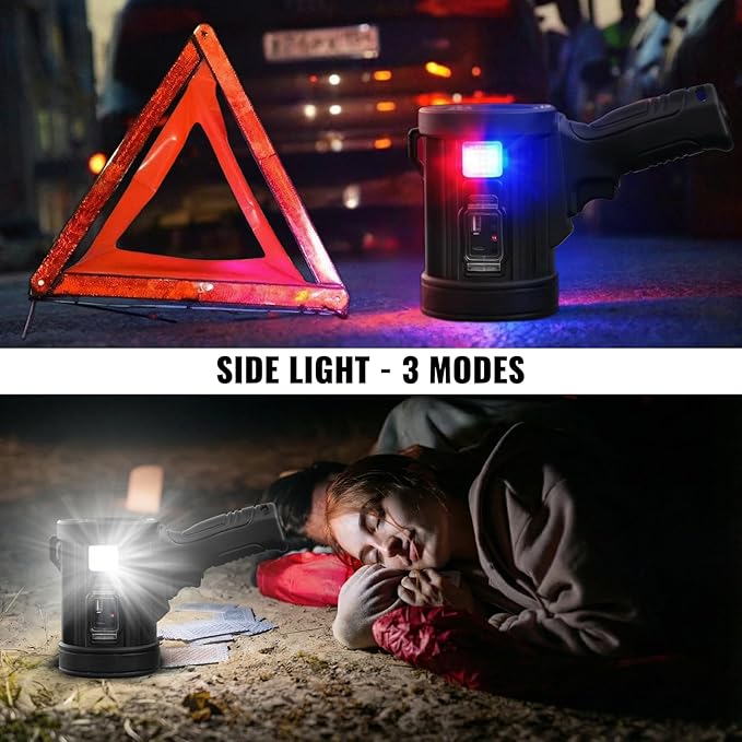 Sigoobal Rechargeable Spotlight,2000000 LM Super Bright Handheld Spot Light LED Flashlight High Lumens,Powered Spotlight Large Searchlight Outdoor with Solar Panels for Boating Camping Hunting