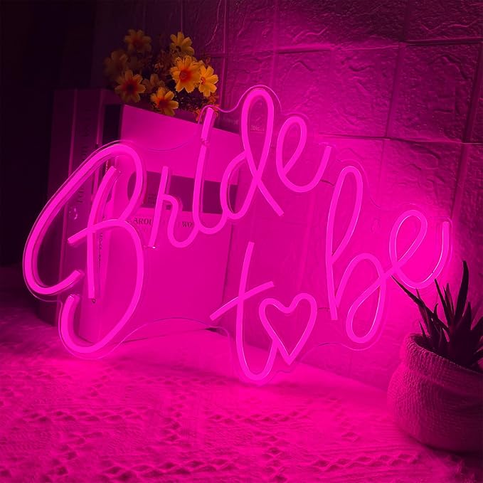 Bride to be Neon Sign, Pink LED Neon Light Signs USB Wedding Light Signs for Bridal Shower Bachelorette Engagement Party Backdrop