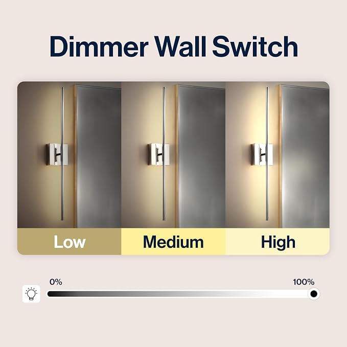 JONATHAN Y Makena 28" 1-Light LED Wall Sconce, Chrome, Set of 2 | Dimmable, Modern, Integrated 12W, Hardwired, Sleek Metal, Ambient, Bathroom Mirror, Bedroom, Hallway, Vanity Mount