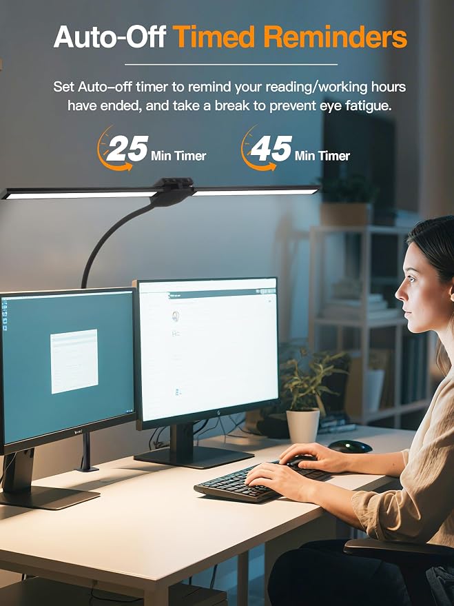 LED Desk Lamp for Home Office,5 Color+9 Brightness Office Desk Lamp,1200Lumen Eye Protection Desk Light,Computer Light with Remote Control & Timer for Office/Monitor/Computer/Study/Puzzle