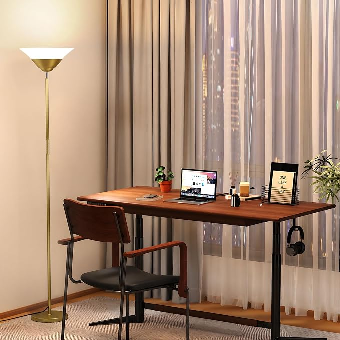 Torchiere Floor Lamp, 30W Dimmable LED Standing Lamp with Remote/Button Control, 1800Lm, 3000-6500K, 72in Bright Standing Pole Light for Living Room Bedroom Office Corner,Gold